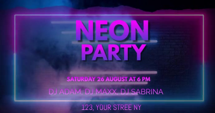 NEON PARTY Facebook Shared Image template