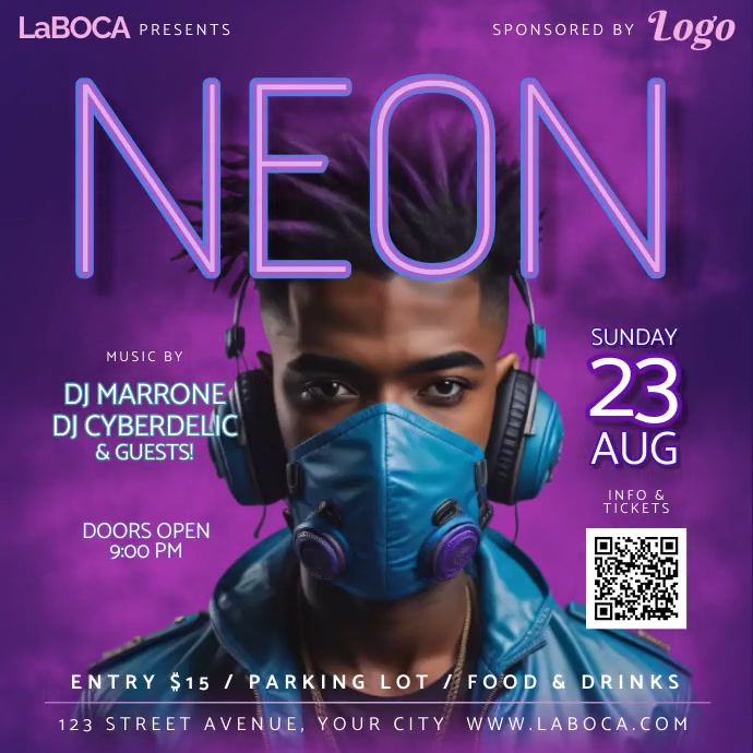 Neon party event instagram video flyer Template | PosterMyWall