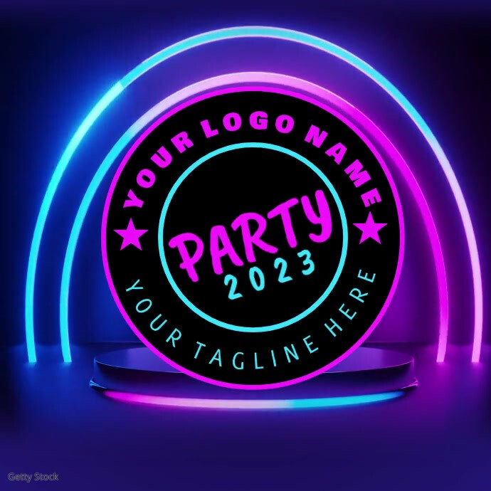neon PARTY Logo , music logo , mic logo template