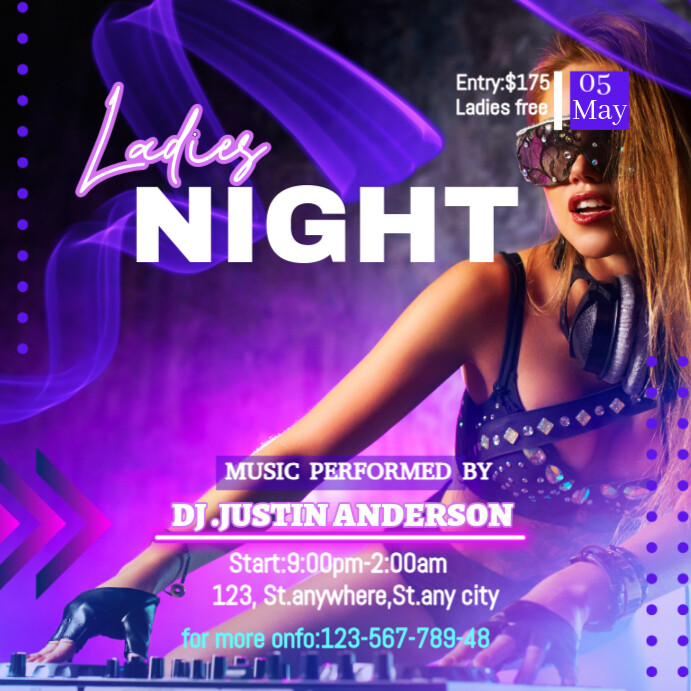 Neon Party Night Flyer  Instagram Post template