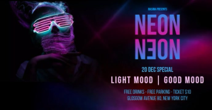 Preto Neon Party Facebook Event Cover Template
