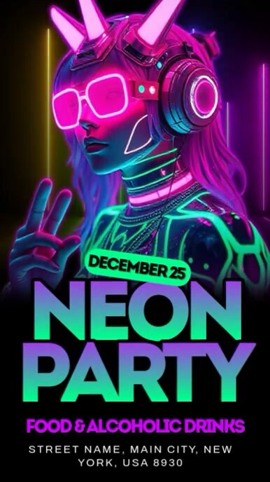 Neon Party Template Instagram Story