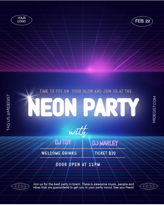 Neon Party Template Instagram Portrait