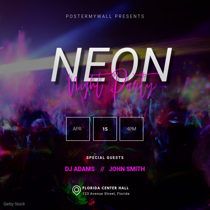 Neon Party Video Advertising Template Message Instagram