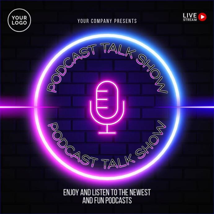 Neon Podcast Talk Show Instagram Post Template | PosterMyWall