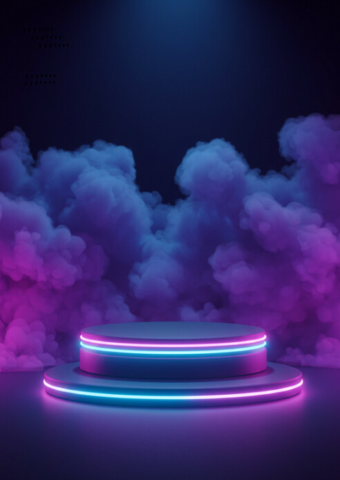 Neon Podium Product Display Background  A6 template