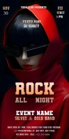 Neon Red Background Gradient Rock All Night P Cartel enrollable de 3 × 6 pulg. template