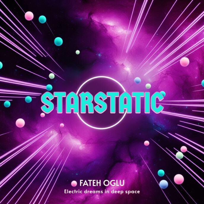 Neon Retro-futuristic Album Cover – Vaporwave Galaxy Texture Album Cover template
