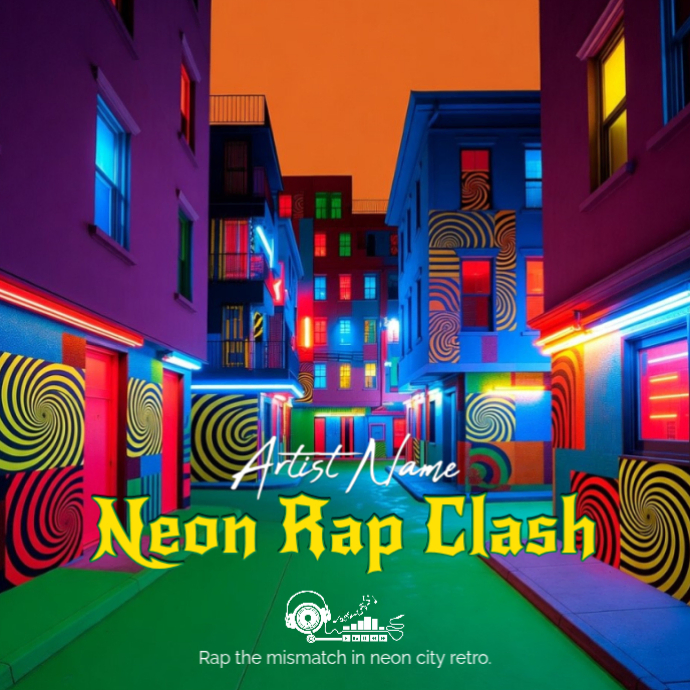Neon Retro Mismatched Colors Rap Album Template | PosterMyWall