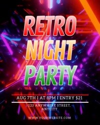 Neon Retro Night Party Instagram Portrait template
