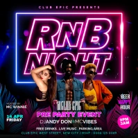 Neon RnB Night club Dj event invitation Instagram post flyer template