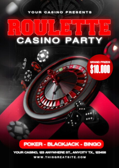 Copy of Neon Roulette Casino Party A4 | PosterMyWall