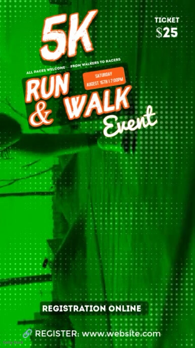 Neon Run Wild: 5k Race Reel Promo Template For Social Media Instagram Reel