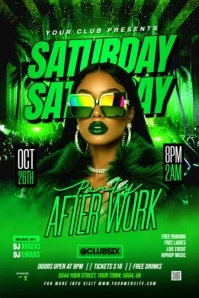 Neon Saturday After Work Party  Poster template