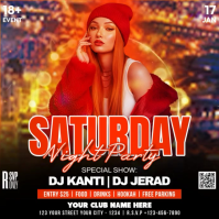 Neon Saturday Night Party Square (1:1) template