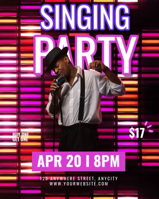 Neon Singing Party Instagram Portrait template