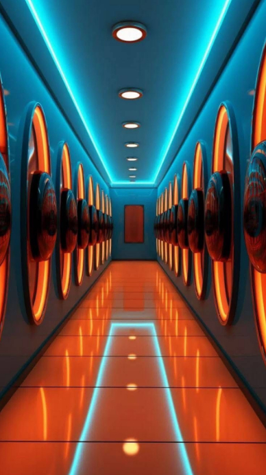 Neon space corridor Instagram Story template