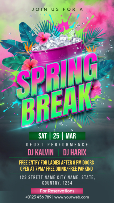 Spring Break Event Graphics Spring Break Party Template | PosterMyWall