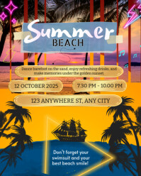 Neon Summer Beach Party Instagram Portrait template