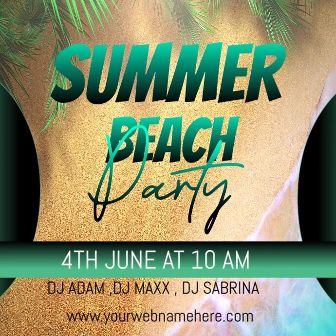 Neon Summer Beach Party  Instagram Post template