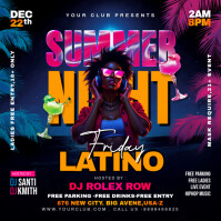 Neon Summer Beach Party Instagram Post template