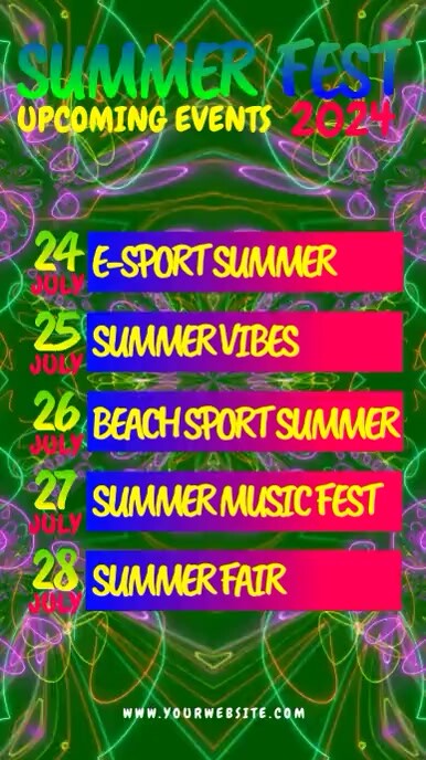Neon Summer Fest Reel Instagram Template | PosterMyWall