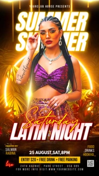 Neon Summer Latin Party Poster Flyer Instagram Story template