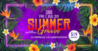 Neon Summer Party Facebook Shared Image template