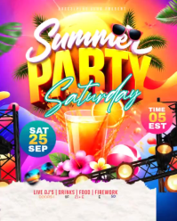 Neon Summer Party Instagram Portrait Video template