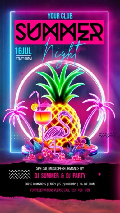 Neon Summer Party Instagram Story template