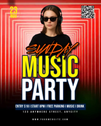 Neon Sunday Music Party Instagram Portrait template