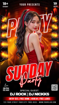 Neon Sunday Night Party Instagram Reel template