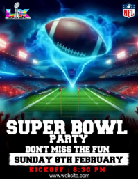 สีดำ Super Bowl Party Рекламная листовка Template
