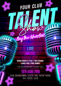 Neon Talent Show A5 template