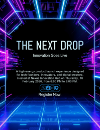 Neon Tech Product Launch Futuristic Abstract Flyer template