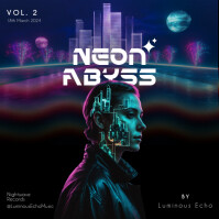 Neon techno album cover template