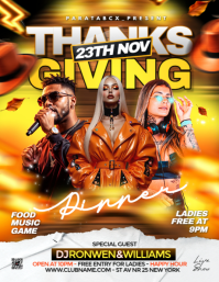 Neon Thanksgiving Night Party Flyer Design Flyer (us Letter) template