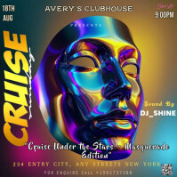Neon This Image Is A Promotional Flyer For A "cruise Under The Stars - Masquerade Edition" Event Ins Instagram Post template