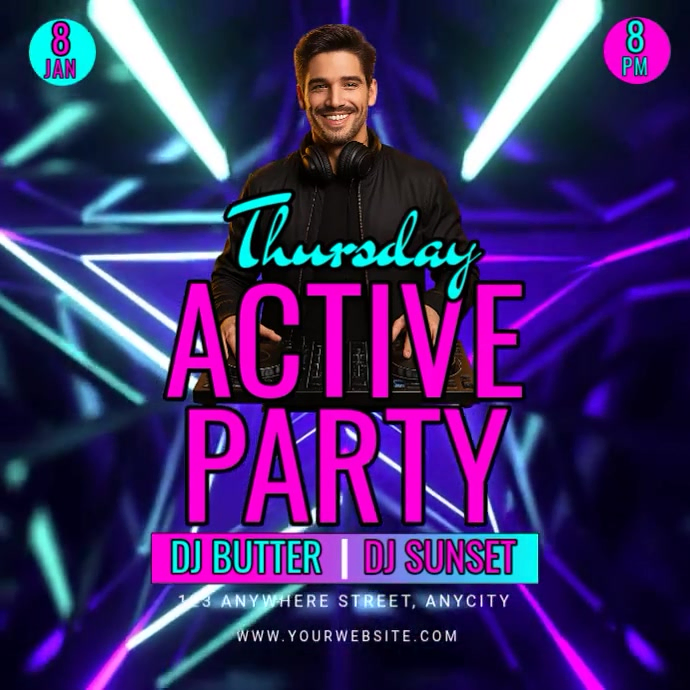 Neon Thursday Active Party Instagram Post Template | PosterMyWall