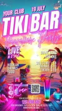 Neon Tiki Bar Hawaiian Luau Digital Display ( template