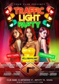 Neon Traffic Light Party A4 template