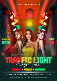 Neon Traffic Light Party Show A4 template