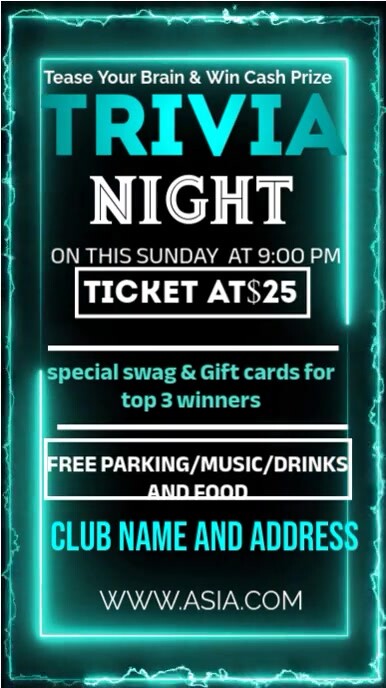 Neon Trivia Night New Party Instagram Story Instagram-verhaal template
