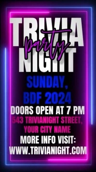 Neon Trivia Night Party Digital Display (9:16 template