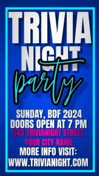 Neon Trivia Night Party Digital Display (9:16 template