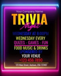 Neon Trivia Night Party Instagram Portrait template