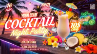 Neon Tropical Cocktail Night Party Digital Display Video template
