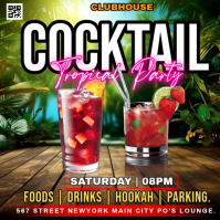 Neon Tropical Cocktail Party Instagram Post template