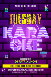 Neon Tuesday Karaoke poster template