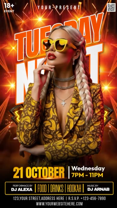 Neon Tuesday Night Party Instagram Reel Template | PosterMyWall
